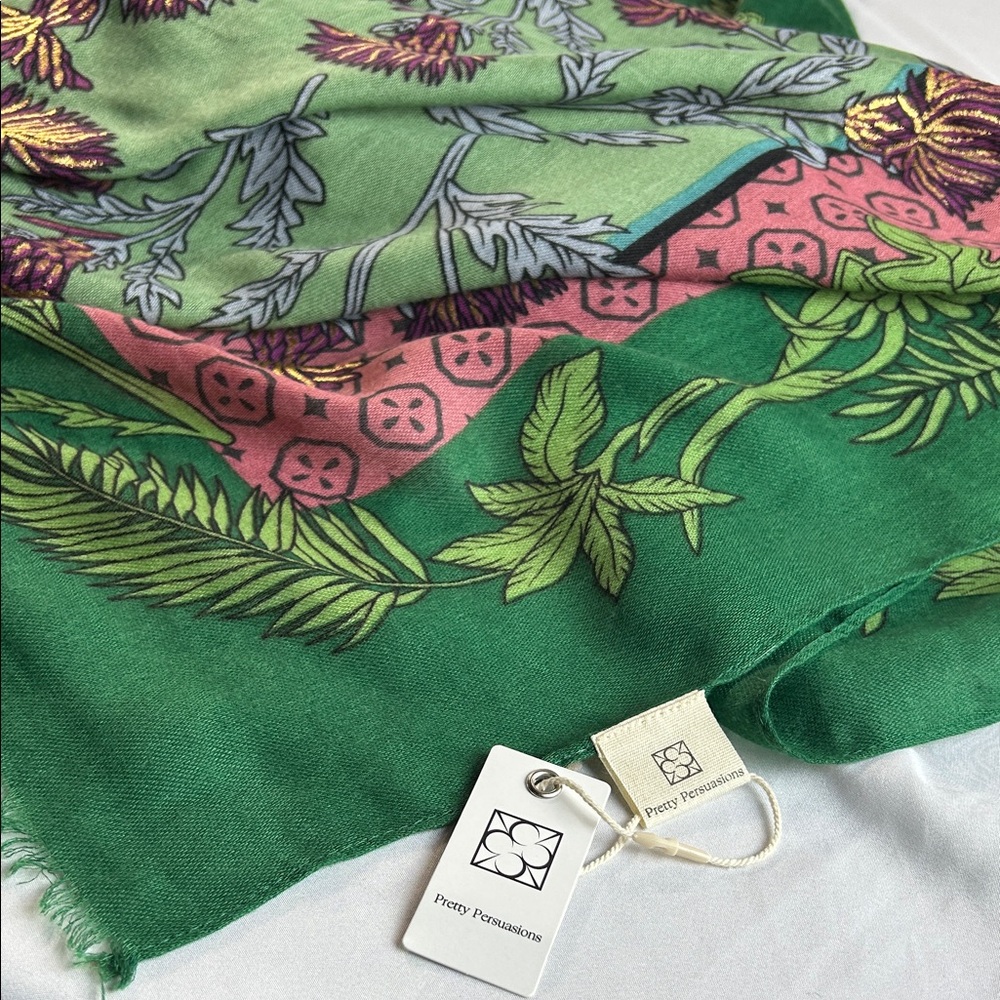 Pretty Persuasions Green and Purple Thistle Scarf